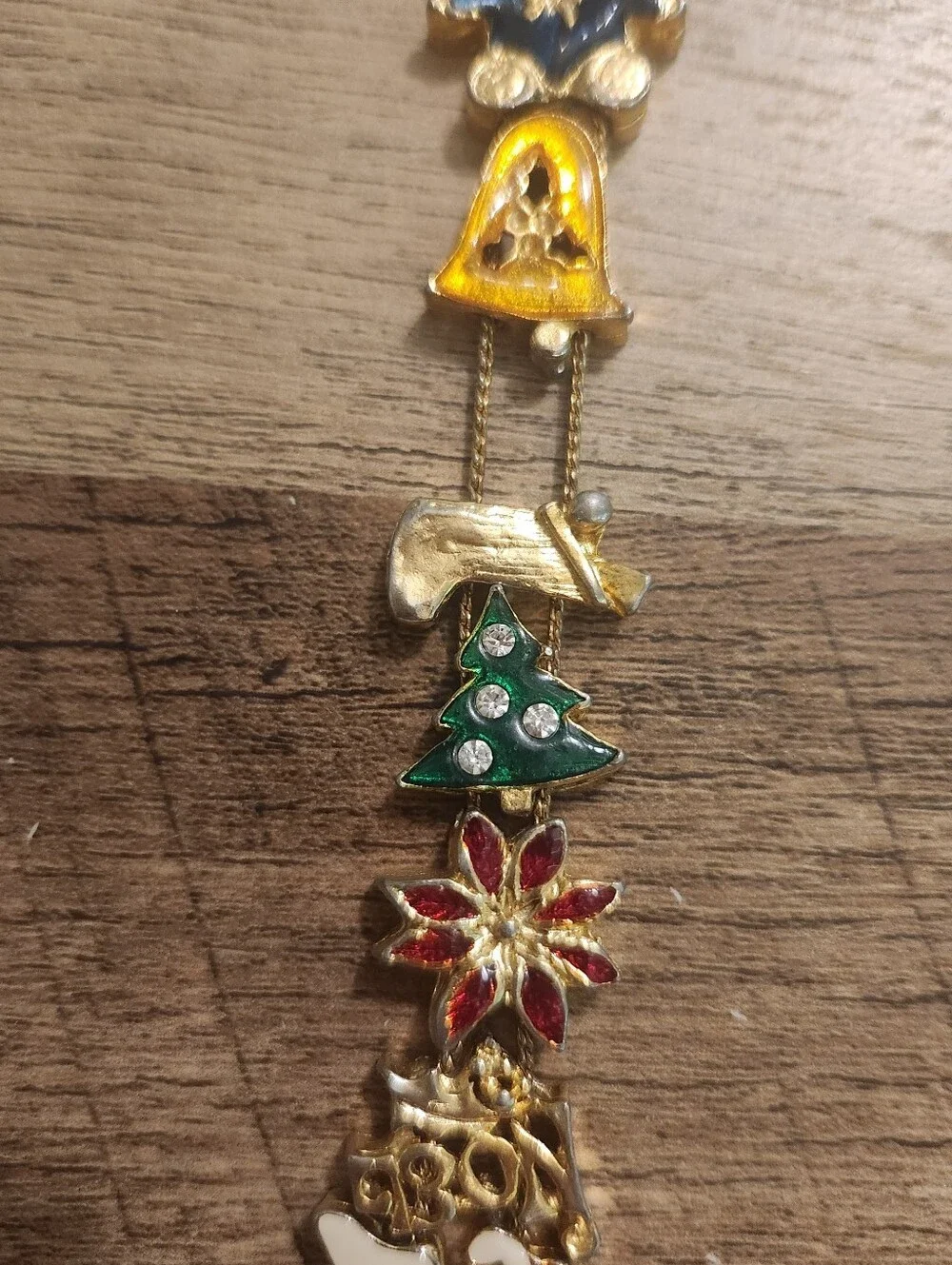 Festive Vintage Multi-Color Holiday Charm Bracelet With Earrings